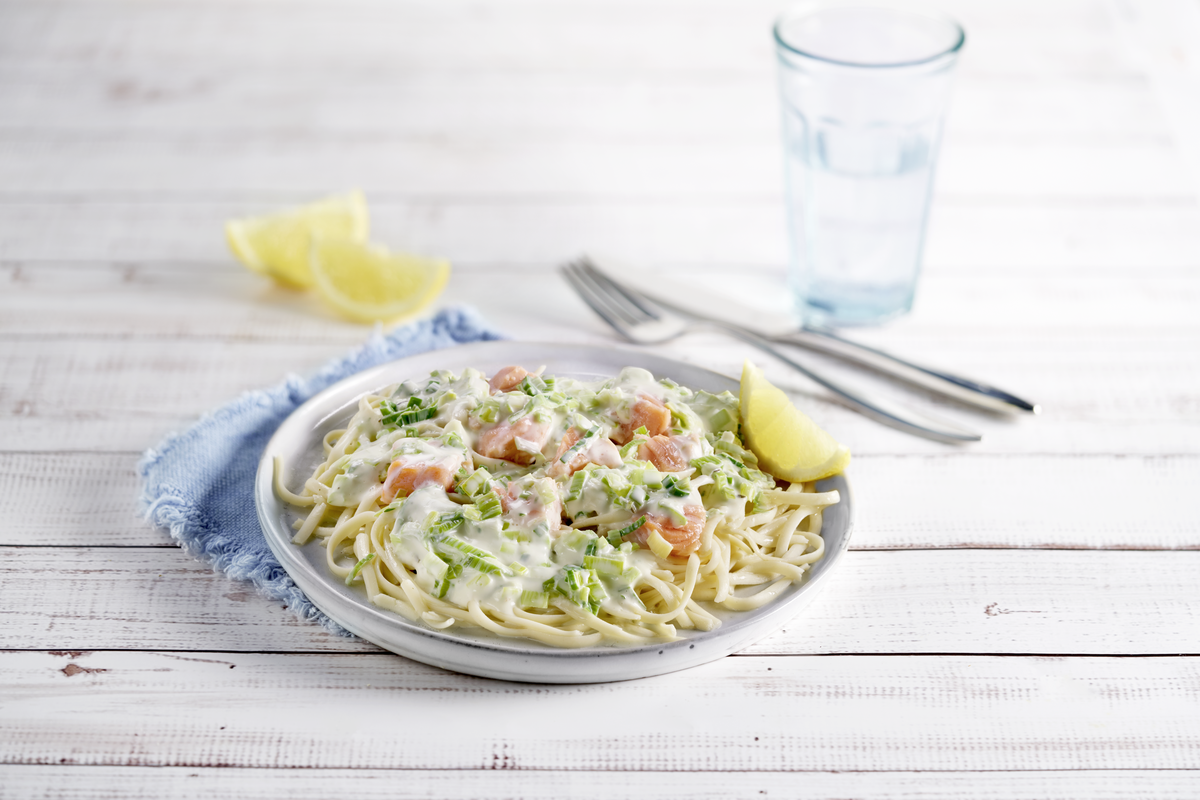 Linguines saumon poireaux
